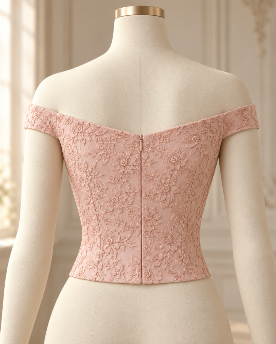 Costas em renda rosa